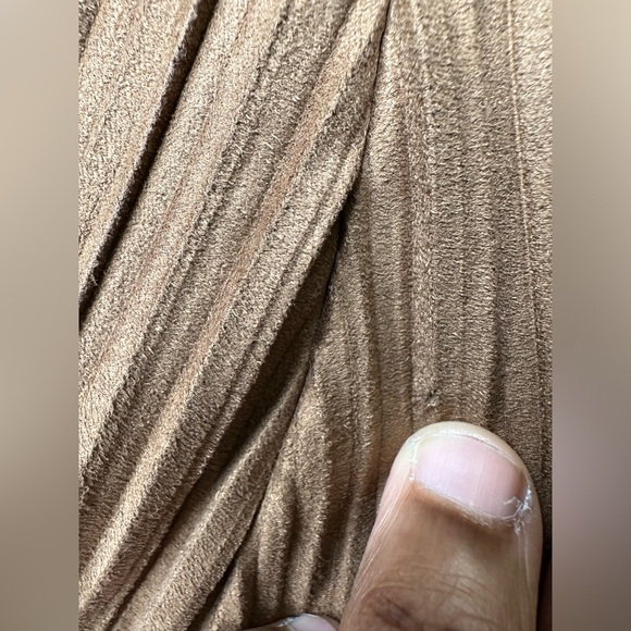 Chico’s Pleated Faux-Suede Cold-Shoulder Top - Picture 6 of 16